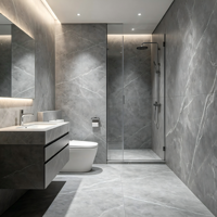 Carreaux de sol et de mur en porcelaine antidérapants durables 300x300 avec un aspect marbre, design moderne pour une utilisation en intérieur dans la cuisine, la salle de bain, les toilettes