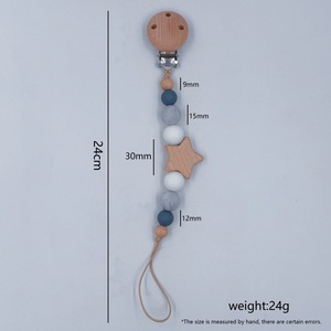 Chaîne de sucette apaisante pour nouveau-né en <span class=keywords><strong>bois</strong></span> de hêtre avec nuage et étoile, silicone de qualité alimentaire, best-seller - Product Image 6