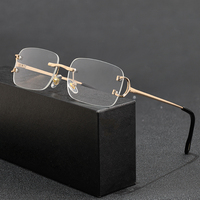 Lunettes de soleil rectangulaires classiques CATERSIDE, unisexes, sans monture, verres dégradés en cuivre blanc, PC UV400, anti-éblouissement, durables, pour l'extérieur
