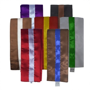 Cinturones de Kung Fu Personalizados de Alta Calidad con Franjas de Colores Sólidos en Tela de Satén de Seda - Duraderos y Transpirables, Unisex, para Wushu/Tai Chi - Product Image 3