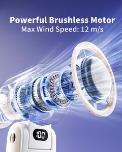 พัดลมมือถือแบบพกพา 3600 มิลลิแอมป์ พร้อมหน้าจอ LED ปรับความเร็วได้ 199 ระดับ พับเก็บได้ ชาร์จไฟได้ - Product Image 2