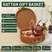 Panier de rangement en plastique tressé imitation rotin, style valise, avec couvercle, imperméable, multifonction, décoration d'intérieur, boîte cadeau