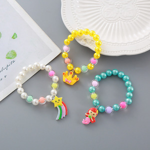 Mermaid braccialetto di perle bambini simpatico pony colore cartone animato corona arcobaleno <span class=keywords><strong>gioielli</strong></span> a mano <span class=keywords><strong>bambina</strong></span> - Product Image 3