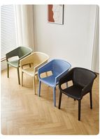 Fauteuil en plastique en PP avec dossier perforé, chaise de salle à manger moderne empilable, mobilier d'intérieur et d'extérieur pour café, restaurant, terrasse