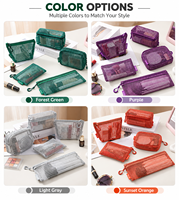 Pochette de rangement en maille respirante, ensemble multi-formes, légère, multi-usages, trousse de toilette cosmétique pour voyage et papeterie