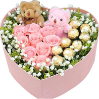 Customized Heart Shape Florist Cardboard Bouquet Rose Vase Envelope Valentine Paper Flower Packaging Box