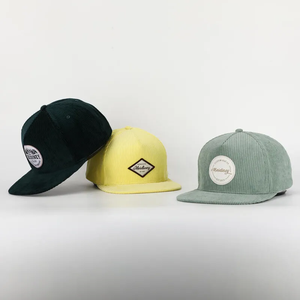 Gorra Snapback de 6 Paneles de Pana, Unisex, Color Sólido, Logotipo Bordado en el Panel Frontal, Gorra Casual para Primavera y Otoño, Talla Adulto - Product Image 2