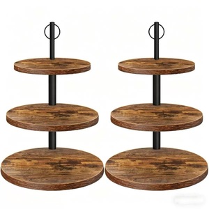 Bandeja de postres de madera de varios niveles, soporte redondo de 3 niveles para cupcakes, expositor para fiestas y bodas, color marrón oscuro - Product Image 5