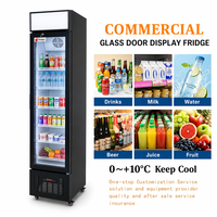 Refrigerador Comercial Delgado con Puerta de Vidrio Individual, Enfriador de Bebidas y Cerveza, Vitrina Exhibidora Personalizada