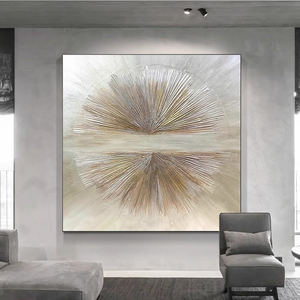 Originele Pure Handgemaakte Abstracte Zilveren Lijnen Zware Getextureerde Kunstwerken Moderne Abstracte Handgetekende Canvas Kunst Olieverfschilderij - Product Image 1