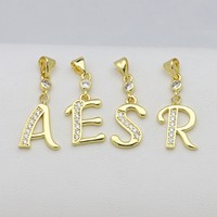 Collier pendentif Jeutelis en cuivre plaqué or 18 carats avec initiale lettre A-Z, zircon CZ, style Hip Hop Bling, chaîne à perles