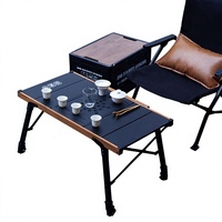 Table pliante réglable en hauteur IGT en aluminium pour le camping et l'extérieur, idéale pour le barbecue et le café