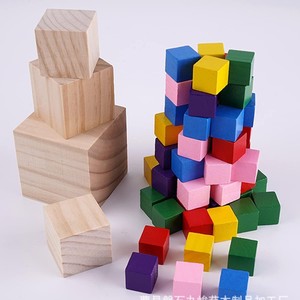 Wooden <b>Building</b> Blocks Pine Wood Cubes For Children Early Education Construction Toy 2 To 4 Years Unisex Craft DIY <b>Model</b> Set - Product Image 2
