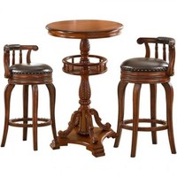 Petite table ronde ménage salon balcon fenêtre du sol au plafond européen vintage haut tabouret arrière tabouret de bar en bois massif