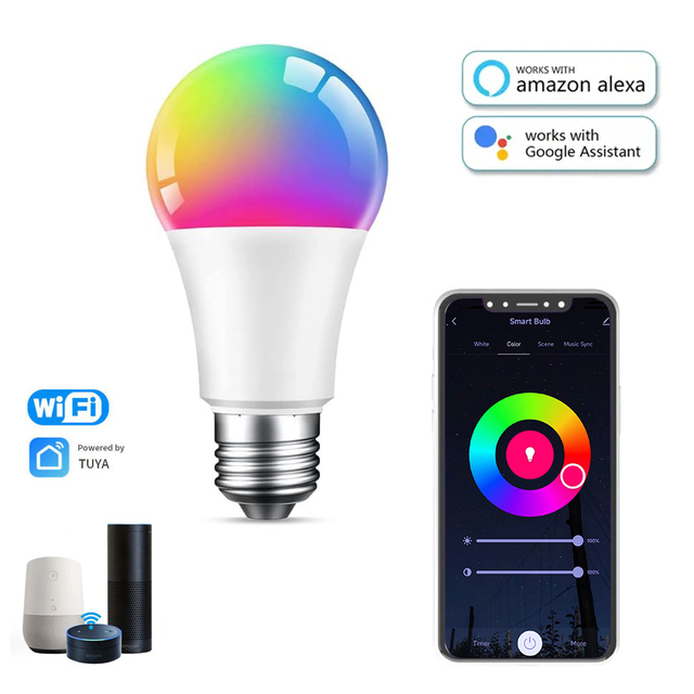 Smart Tuya E26 E27 B22 9W BT Wifi Light Bulbs RGBCW Color Changing Alexa Homekit Voice Control LED Light Bulb