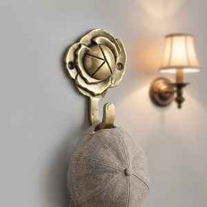 AK Brass Lotus Flower Design Wall <b>Hook</b> Brass Finished <b>Decorative</b> <b>Coat</b> Hanger Wall Mounted <b>Hook</b> Home Interior Decor - Product Image 3