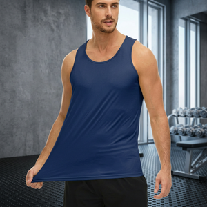 2026 Custom Logo <b>Men's</b> Stretchy Lightweight Casual Tank Top Solid Color <b>Vest</b> for Fitness Workout <b>Training</b> Gym - Product Image 2