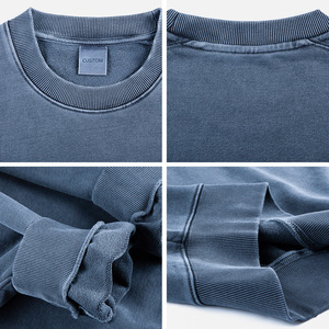 Oem produttore <span class=keywords><strong>Vintage</strong></span> pesante francese Terry Logo personalizzato cotone <span class=keywords><strong>oversize</strong></span> acido lavare felpe da uomo girocollo <span class=keywords><strong>felpa</strong></span> - Product Image 4