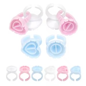 100pcs Sunflower <b>Lash</b> Glue Holder Rings Disposable Plastic Blossom Cups with <b>Adhesive</b> Stand - Product Image 4
