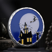 Happy Halloween tête de citrouille pièces commémoratives métal fer décorations pour la maison avec Logo imprimé UV plaqué médaille Souvenirs cadeaux