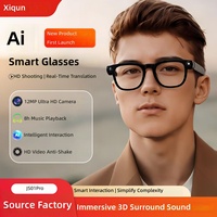 Lunettes intelligentes IA avec caméra HD 12MP, technologie de pointe, traduction en temps réel, enregistrement vidéo, activation vocale, lecture de musique