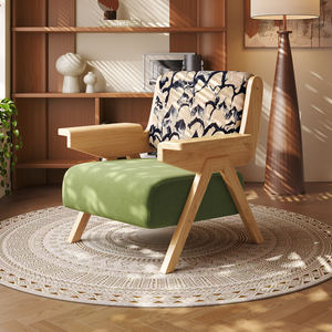 Nordique De Luxe Moderne En Bois Massif Bras Canapé <span class=keywords><strong>Chaise</strong></span> Loisirs Salon Chambre Paresseux Salon Unique Élégant Accent Design à Vendre - Product Image 4
