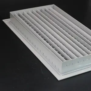 Rejilla lineal de doble deflexión de aluminio blanco, rejilla y registro para habitación de hotel, aire acondicionado de techo