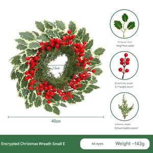 พวงมาลาคริสต์มาสและพวงมาลัยประดิษฐ์พร้อมผลเบอร์รี่สำหรับตกแต่งบ้านต้นไม้เทียมติดประตูหน้าห้องเป็นมิตรต่อสิ่งแวดล้อม - Product Image 6