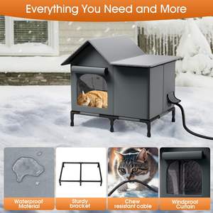 מחומם לסביבה ידידותית לסביבה חיצונית לחתולים תוכי דלת בית בריחה בטוחה מבודדת בד חומר חורף עבור חתולי רחוב - Product Image 2