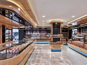 Diseño de exhibición interior de panadería moderna, vitrina termostática personalizada para pan, Mostrador de exhibición de panadería de madera - Product Image 3