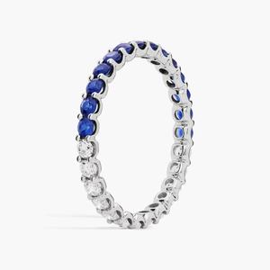 New Arrived Factory Jewelry 925 Sterling <strong>Silver</strong> <strong>Stacking</strong> <strong>Rings</strong> White And Blue Sapphire 2.5mm 3mm Eternity Band <strong>Ring</strong> - Product Image 2