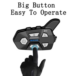 Intercomunicador BT para casco de motocicleta, modelo R9, 1500m, para 6 conductores - Product Image 3