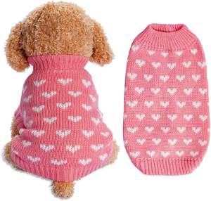 Großhandel Herzmuster Hundepullover Warme Weiche Winter-Haustierkleidung für Kleine Hunde und Katzen - Product Image 2