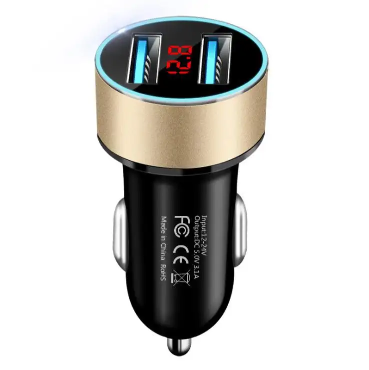 Wholesale Fast Charging Dual USB Car Charger Adapter 2 USB Ports 3.1A Fast Car Charger Universal Phone Car Charging Accessories