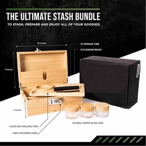 Bamboo Desktop Storage <b>Box</b> With Compartments And Lockable Drawer For <b>Makeup</b> Organizers - Product Image 4