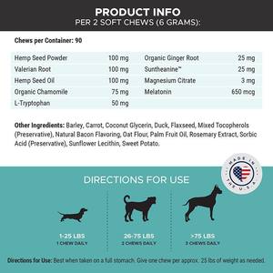 Dog Snacks Suporte calmante Soft Chews Cânhamo + Max-força Orgânica Hemp Melatonina <span class=keywords><strong>Suntheanine</strong></span> <span class=keywords><strong>L</strong></span>-<span class=keywords><strong>Theanine</strong></span> Vitaminas Dog Dry Food - Product Image 4