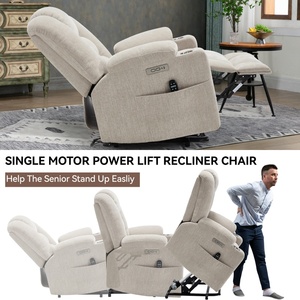 <span class=keywords><strong>Fauteuil</strong></span> inclinable électrique beige en chenille, 350 lb, avec deux ports USB, porte-gobelets, montage facile sans outils - Product Image 2