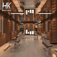 Vitrine de Salon de Beauté Personnalisée Écologique Durable de Haute Qualité avec Niches à Produits Éclairées par LED et Étagères pour Bouteilles pour Salons de Coiffure