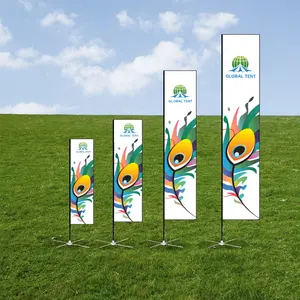 GLOBAL TENT Custom Advertising Rectangular Flag Dynamic Rectangular Display Modern Promotional Banner