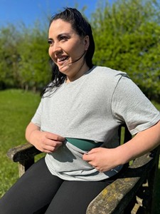 <span class=keywords><strong>T</strong></span>-<span class=keywords><strong>shirt</strong></span> d'<span class=keywords><strong>allaitement</strong></span> en molleton 100 % coton biologique, écologique, couleur naturelle, avec fermeture éclair discrète, haut de maternité - Product Image 3