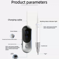 Perceuse à ongles électrique portable professionnelle 40000 tr/min avec contrôle de vitesse intelligent IA, moteur sans balais, rechargeable, pour salon de manucure