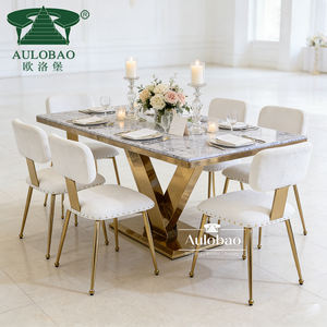 Ensemble de table à manger luxueuse avec pieds en acier inoxydable, compatibilité supérieure et polyvalente, 8 places - Product Image 2