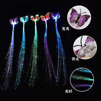 2026 Vente en gros Perruque à fibres optiques LED colorées effet papillon, pince à cheveux de fête, alimentée par piles, étanche, durable, portable