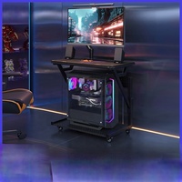 Support d'ordinateur double niveau en métal réglable en hauteur, support de CPU, support pour ordinateur portable, organisateur de bureau sur pied pour la maison et le bureau