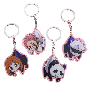 Op maat gemaakte CNC-gegraveerde acryl sleutelhanger met UV-print, anime spell battle cartoon stijl, gepersonaliseerde naam, trendy cadeau, promotiegeschenk - Product Image 1