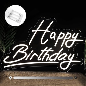 Letrero Luminoso de Neón Personalizable con la Frase 'Feliz Cumpleaños', Alimentado por USB, Decoración de Pared con Brillo Ajustable para Fiestas de Cumpleaños y Publicidad - Product Image 3