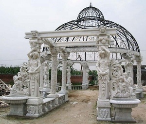 Gazebo de mármol para decoración de jardín, nuevo diseño, con estatuas, pérgola, con <span class=keywords><strong>escultura</strong></span> <span class=keywords><strong>romana</strong></span> femenina - Product Image 2