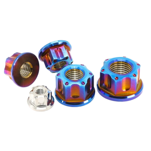 Écrou en titane de qualité supérieure M5 M6 M8 M10 M12 M14 M16, tournage et fraisage CNC, finition PVD couleur <span class=keywords><strong>bonbon</strong></span>, écrou à tête plate pour vélo et moto - Product Image 2