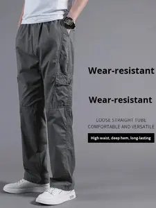 <span class=keywords><strong>Pantalon</strong></span> cargo pour <span class=keywords><strong>homme</strong></span> en coton 100% - Nouveau pour l'été 2025 - Léger, respirant, avec cordon de serrage, multi-poches, décontracté - Product Image 1