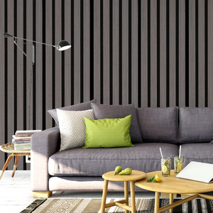 Modern <span class=keywords><strong>3D</strong></span> eikenhouten lamellen wandpaneel van MDF met zelfklevende achterkant voor hotelinterieurdecoratie met NRC 1.0 geluidsabsorptie - Product Image 5